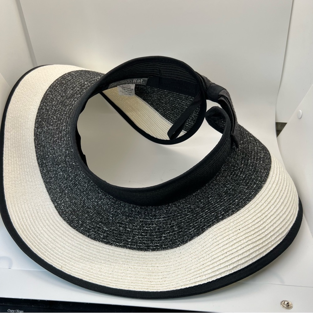 Women's San Diego Hat Company Roll Up Visor with Bow Closure UBV038 Black OS - Picture 4 of 10